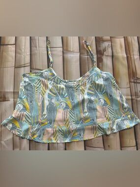 Salt Life Tropical Parrot Print Camisole in Teal, Yellow & Cream